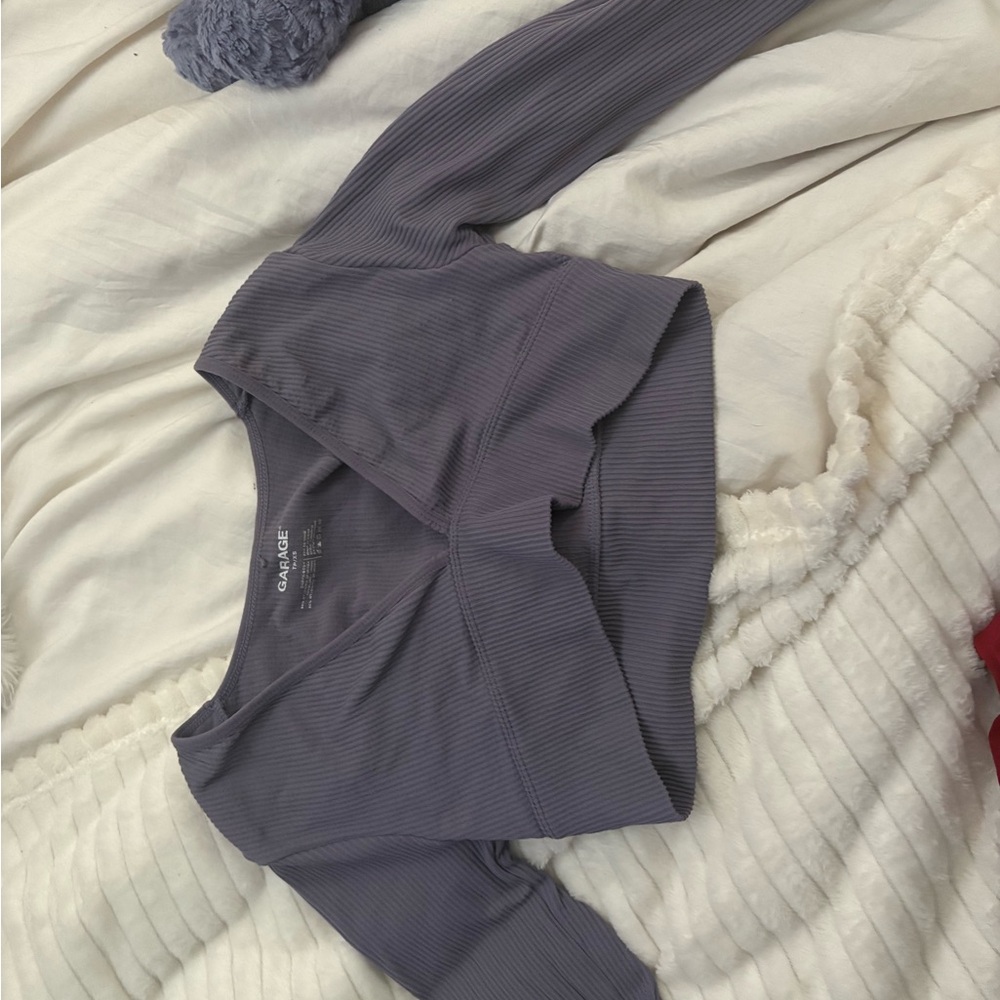 Garage Purple Ribbed Crop Top